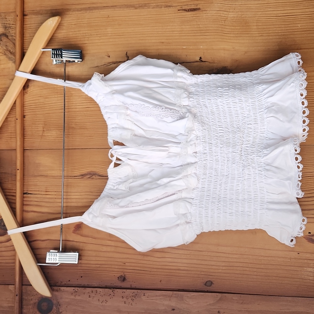 Cottagecore Cream Smocked Frilly Camisole